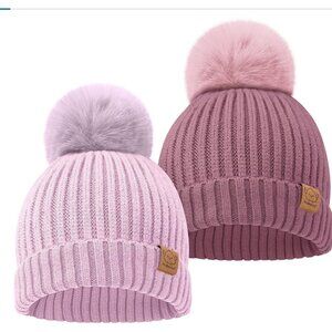 NWOT 2-Pack Baby Hats for Girls, 6 - 36 months - Stretchy Baby Beanies